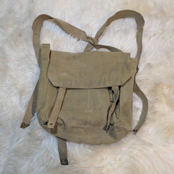Green Tan Military Army Canvas Backpack